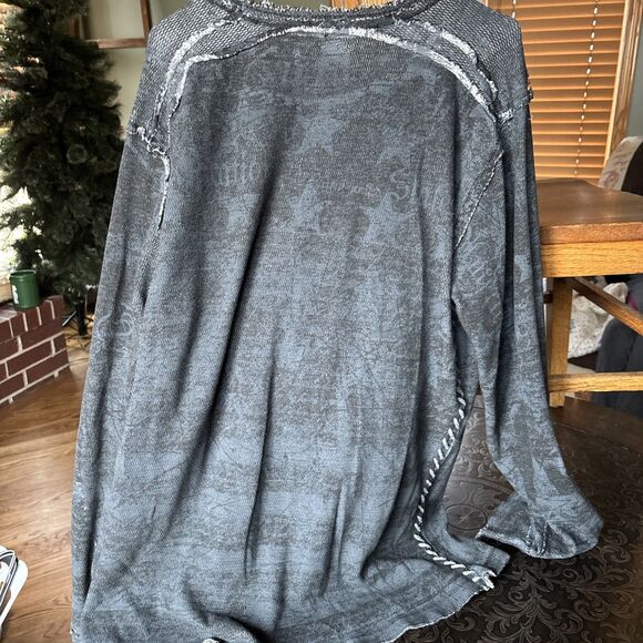 VINTAGE MENS AFFLICTION THERMAL LONGSLEEVE REVERSIBLE DISTRESSED FIGHTER XL/XXL - Picture 8 of 10